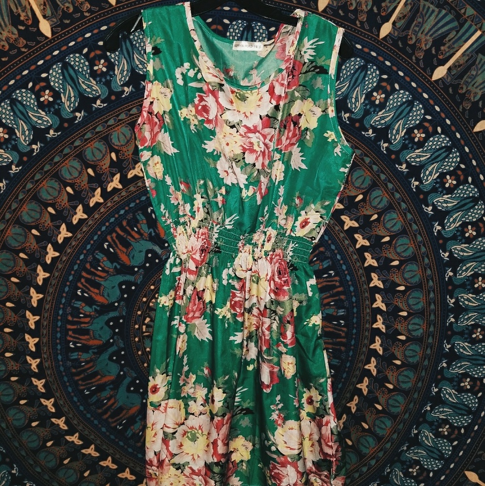 Green floral dress